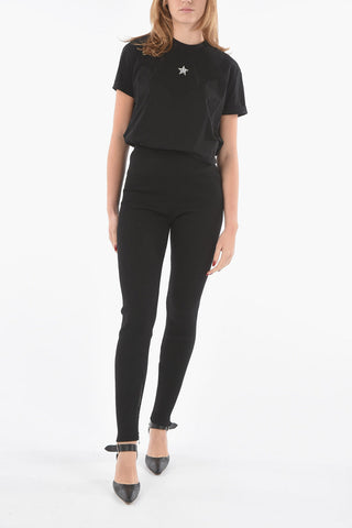 Ribbed Wool Open-ankle Leggings with Ankle-zip