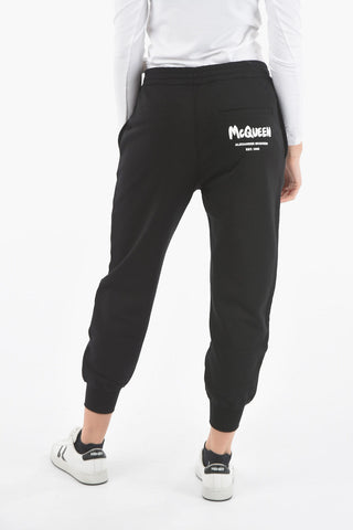 Brushed Cotton Joggers with Logo Print