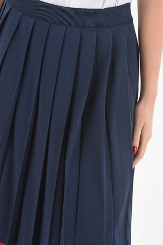 Pleated Viscose ELITE Midi Skirt with Iconic Tri-colour Band