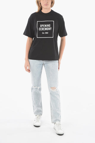Crewneck T-shirt with BOX LOGO Print