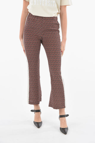 Pantaloni Palazzo con Motivo Geometrico e Bande Laterali a Contrasto