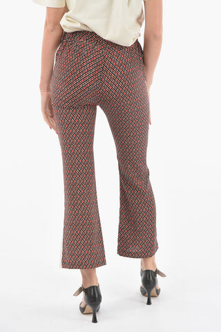Pantaloni Palazzo con Motivo Geometrico e Bande Laterali a Contrasto