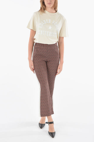 Pantaloni Palazzo con Motivo Geometrico e Bande Laterali a Contrasto