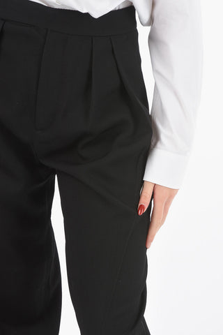 Double-pleated Hidden Fastening Twill Wool Pants