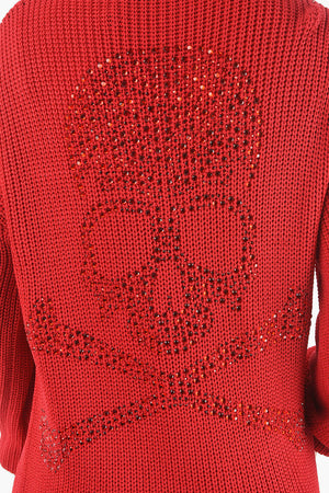 COUTURE EST.1978 Braided Knitted Mini Dress With Macrame' Laces Detail and Embellished Rhineston