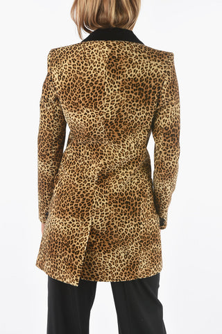 Leopard Velour Double-breasted Coat
