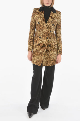 Leopard Velour Double-breasted Coat