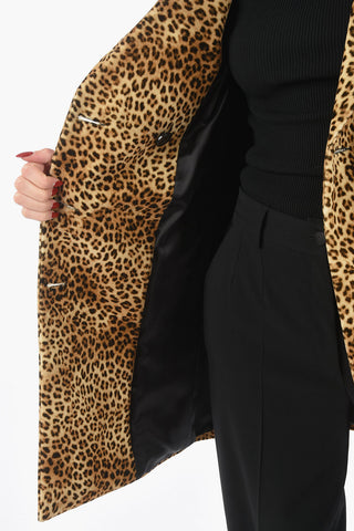 Leopard Velour Double-breasted Coat