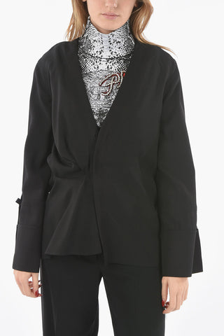 Virgin wool-blend Blouse with Gathered Detailing