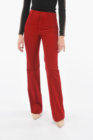 Pantaloni Flare in Velour a Coste 