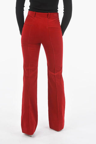 Pantaloni Flare in Velour a Coste 
