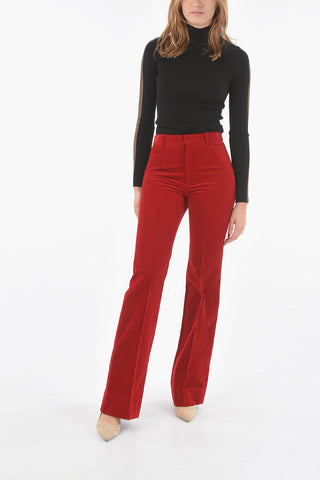 Pantaloni Flare in Velour a Coste 