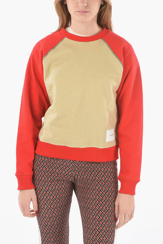 Crew Neck Fleece Cotton Two Tone Sweatshirt