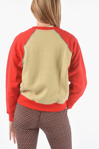 Crew Neck Fleece Cotton Two Tone Sweatshirt