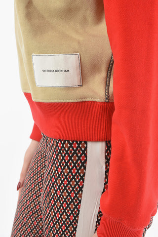 Crew Neck Fleece Cotton Two Tone Sweatshirt