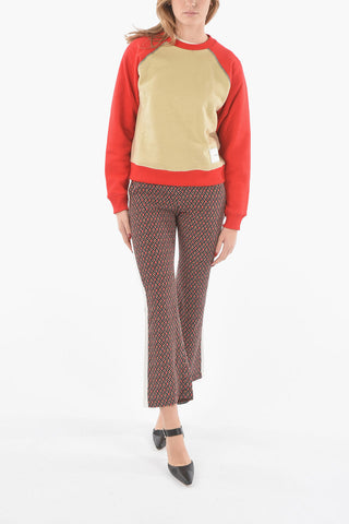 Crew Neck Fleece Cotton Two Tone Sweatshirt