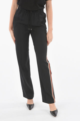 Elastic Waistband Viscose Blend Straight Fit Pants