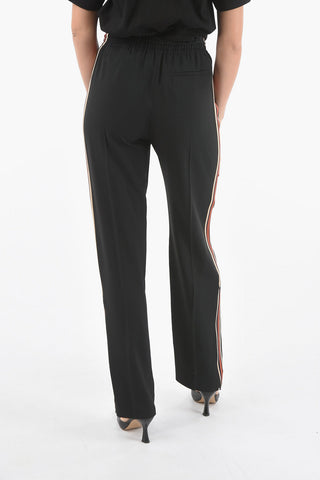 Elastic Waistband Viscose Blend Straight Fit Pants