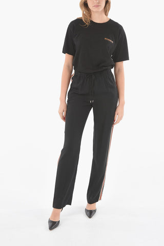 Elastic Waistband Viscose Blend Straight Fit Pants