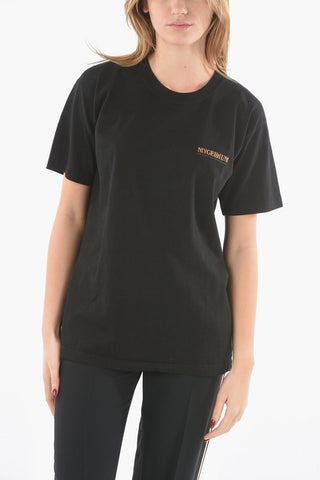 Reclycled cotton crew-neck t-shirt with back print logo