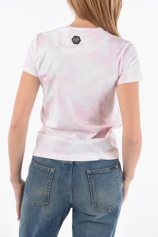 COUTURE EST.1978 Tie Dye Effect Crew-Neck T-shirt with Embellished Jewels