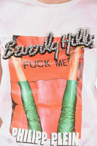 COUTURE EST.1978 Tie Dye Effect Crew-Neck T-shirt with Embellished Jewels