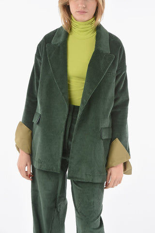 Ribbed Velour TILDA Blazer with Removable Contrasting Cuffs