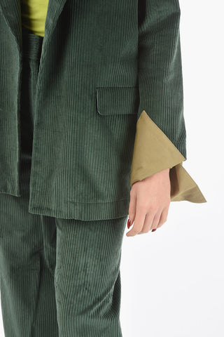 Ribbed Velour TILDA Blazer with Removable Contrasting Cuffs