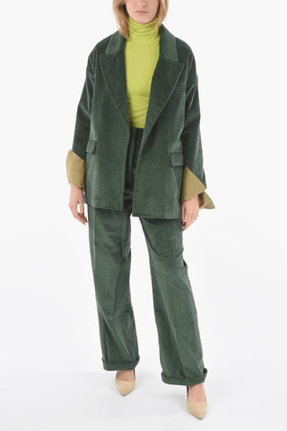 Ribbed Velour TILDA Blazer with Removable Contrasting Cuffs