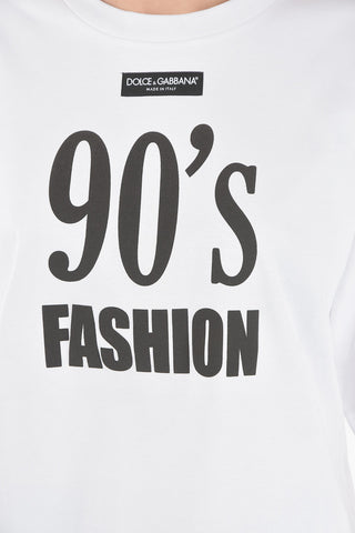 Crewneck 90'S FASHION T-shirt with Lettering Print