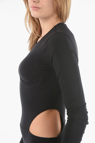 AMINA MUADDI Long Sleeve Bodycon Dress with Cut Out Detail