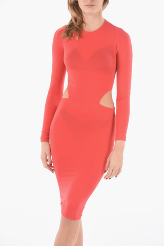 AMINA MUADDI Long Sleeve Bodycon Dress with Cut Out Detail