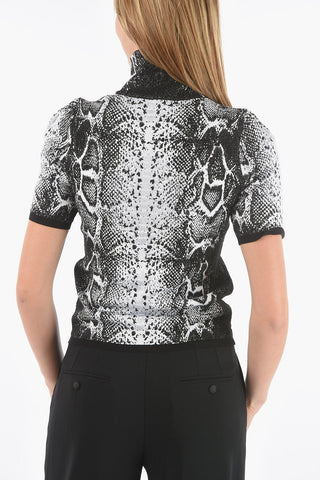 COUTURE EST.1978 Animal and Maxi Skull Printed Short Sleeve Turtleneck Sweater