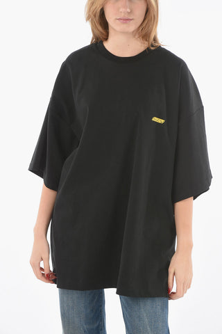 Brushed Cotton Crewneck T-shirt with Logo Print