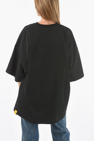 Brushed Cotton Crewneck T-shirt with Logo Print