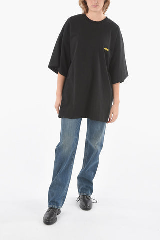 Brushed Cotton Crewneck T-shirt with Logo Print