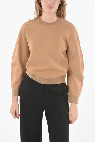 Tech Fabric Crewneck Sweater with Ribbed Hems