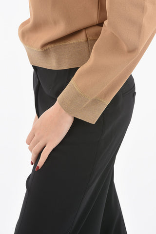 Tech Fabric Crewneck Sweater with Ribbed Hems