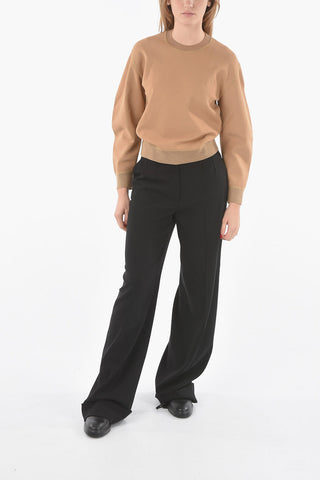 Tech Fabric Crewneck Sweater with Ribbed Hems