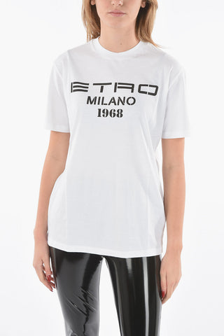 Crewneck T-shirt with Lettering Logo Print