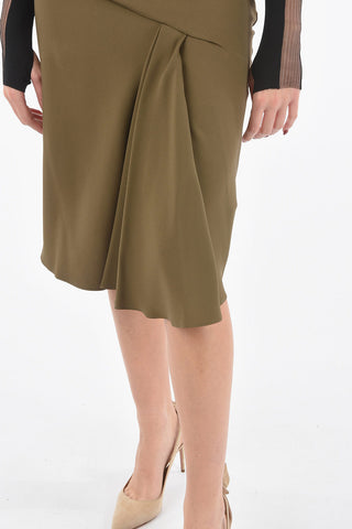 High-waisted Midi Skirt with Draped Detailing at Front