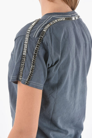 Crew-Neck SORTY SPICE T-shirt Embellished with Jewels