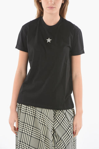 T-shirt girocollo con Stella Decorativa in Strass