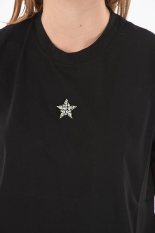 T-shirt girocollo con Stella Decorativa in Strass