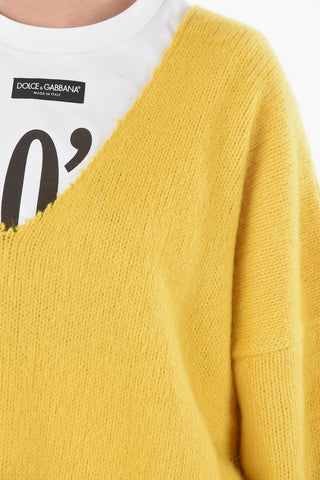 Boiled-wool Oversized V-neck Sweater