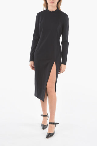 AMINA MUADDI Jersey Turtleneck Maxi Dress with Side Split Hem