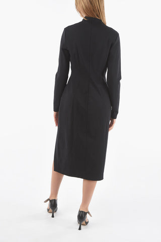 AMINA MUADDI Jersey Turtleneck Maxi Dress with Side Split Hem