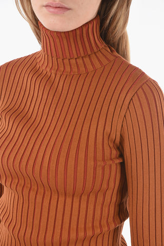 Bi-colour Ribbed Stretchy Jersey Sweater with Turtleneck