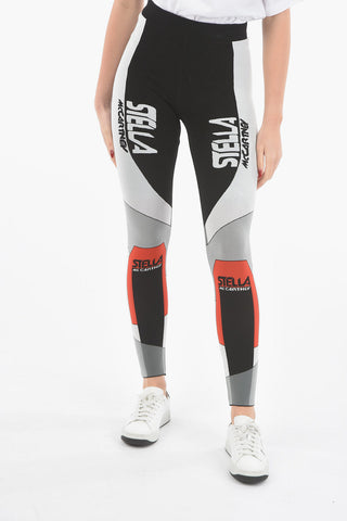 Two Tone Logoed Stretch Fabric Leggings