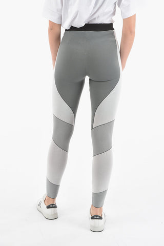 Two Tone Logoed Stretch Fabric Leggings